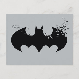 Classic Batman Logo Dissolving Into Bats Invitation Postcard