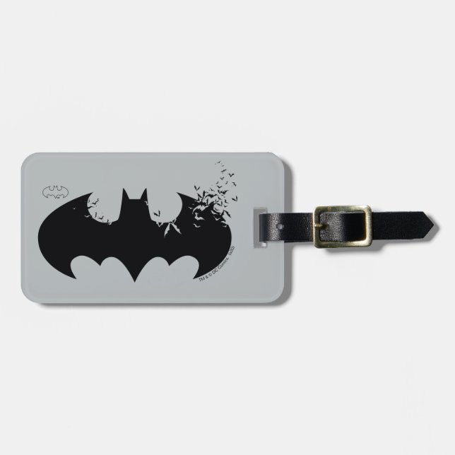 Classic Batman Logo Dissolving Into Bats Luggage Tag (Front Horizontal)