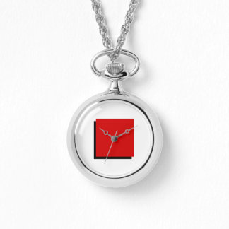 Classic Bauhaus Art Red Square Necklace Watch