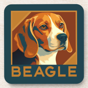 Classic Beagle Portrait Retro Style Coaster