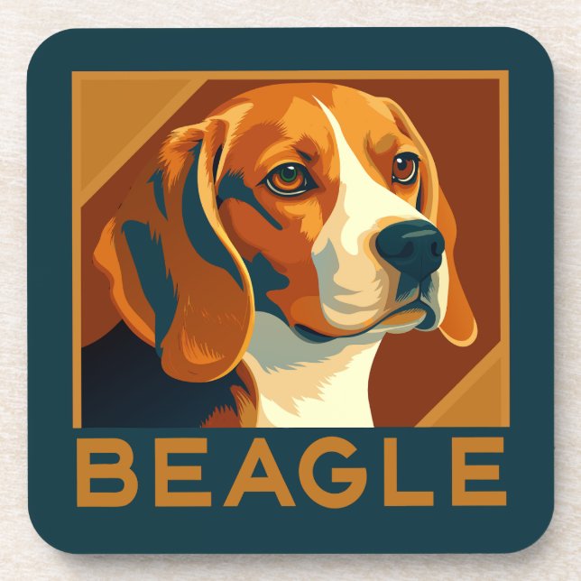Classic Beagle Portrait Retro Style Coaster (Front)