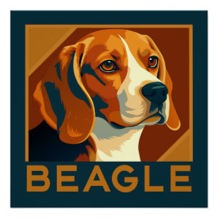 Classic Beagle Portrait Retro Style Poster