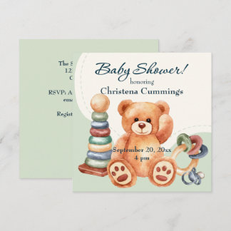 Classic Bear and Toys Baby Shower Invitation
