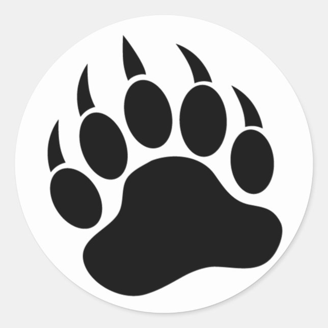 Classic Bear Paw/Claw in black and white -Sticker Round Sticker (Front)