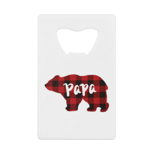 Classic bear silhouette papa bear red black plaid 