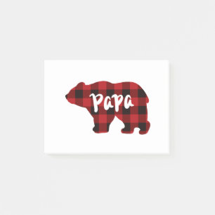 Classic bear silhouette papa bear red black plaid  post-it notes