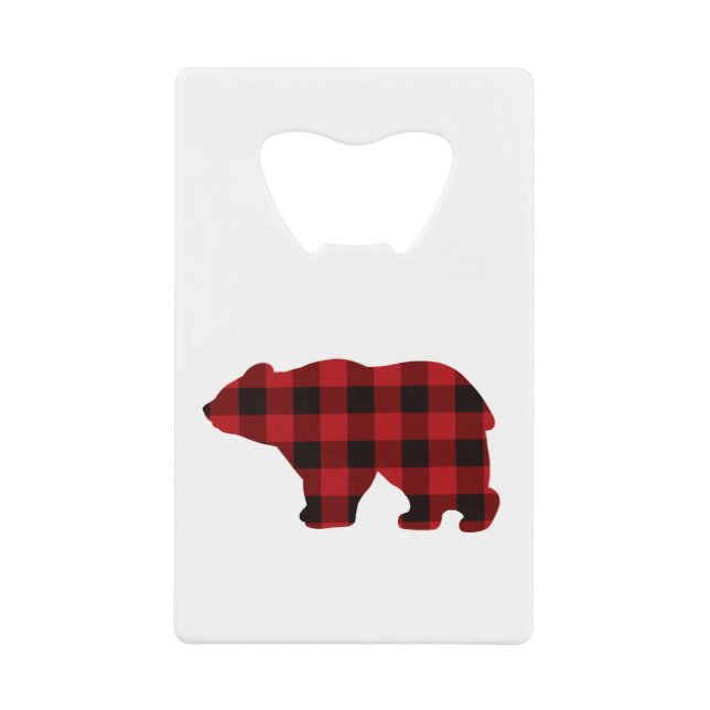 Classic bear silhouette red black plaid [pattern  (Front)
