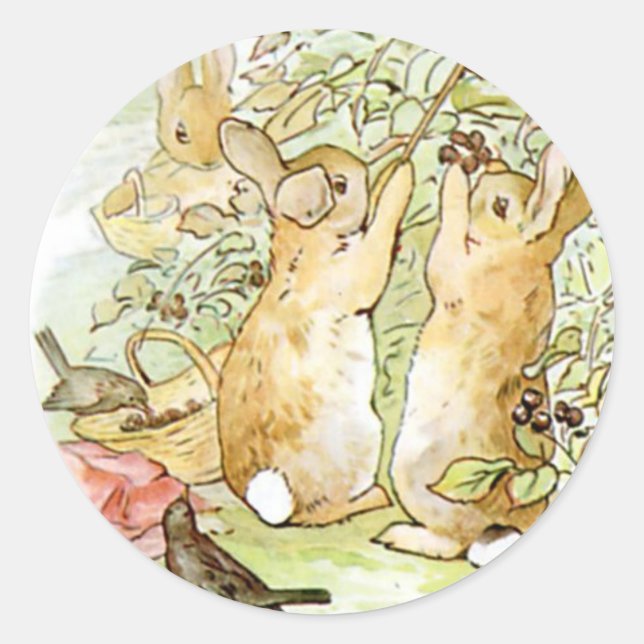 Classic Beatrix Potter Cute Bunny  Classic Round Sticker (Front)