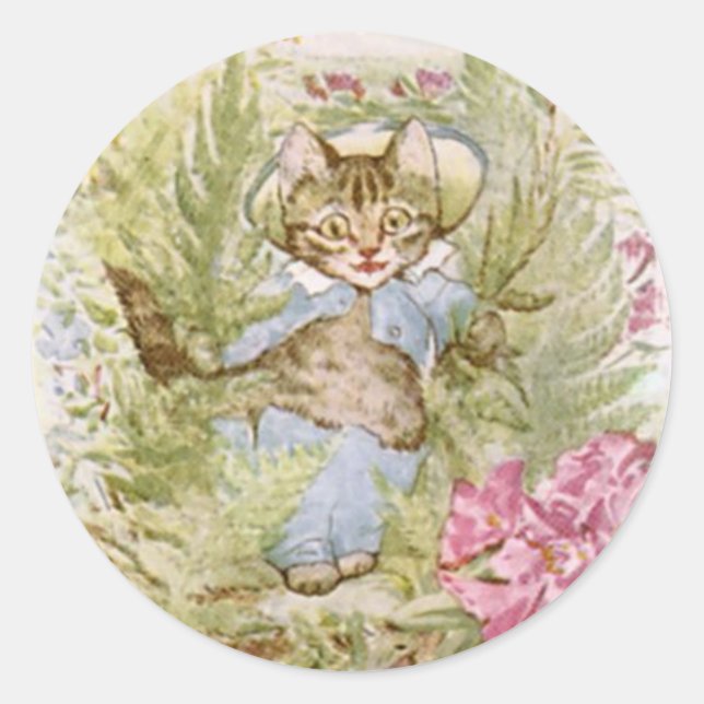 Classic Beatrix Potter Cute Kitten Classic Round Sticker (Front)