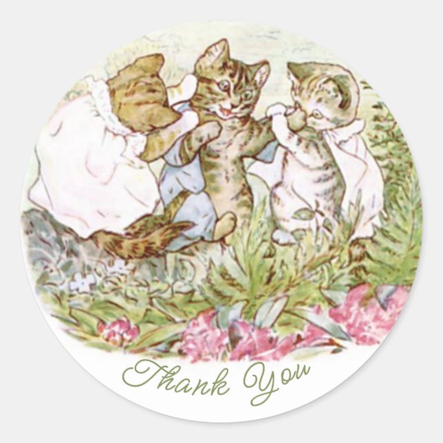 Classic Beatrix Potter Cute Kitten Classic Round Sticker (Front)