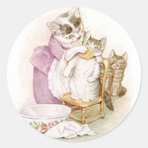 Classic Beatrix Potter Cute Kitten Classic Round Sticker
