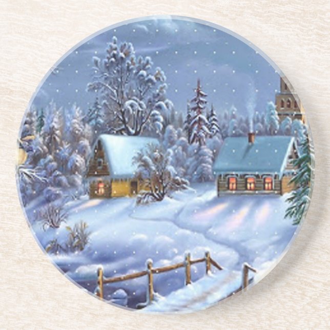 Classic, beautiful vintage Christmas picture Coaster (Front)