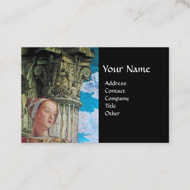 CLASSIC BEAUTY ANTIQUE COLUMN MONOGRAM Blue Black Business Card (Front)