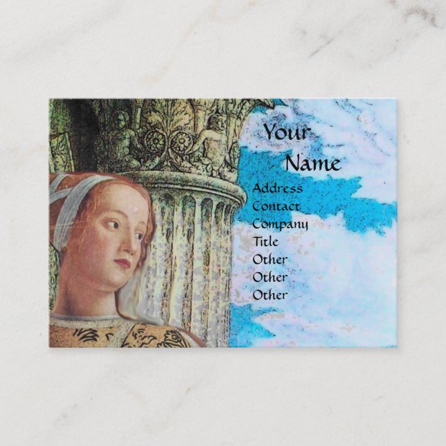 CLASSIC  BEAUTY MONOGRAM , antique bright blue Business Card (Front)