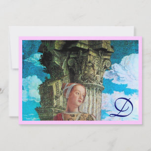 CLASSIC BEAUTY MONOGRAM bright antique blue pink Invitation