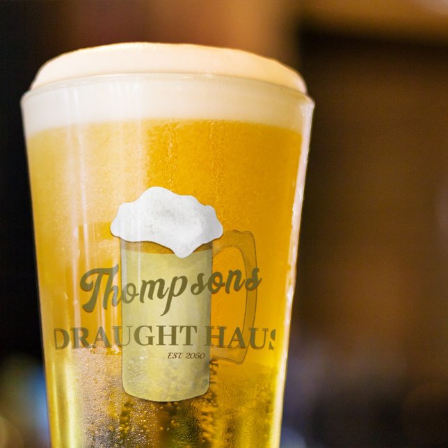 Classic Beer Retro Personalised Glass (Custom beer glass. )