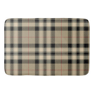 Classic Beige And Black Plaid Bath Mat