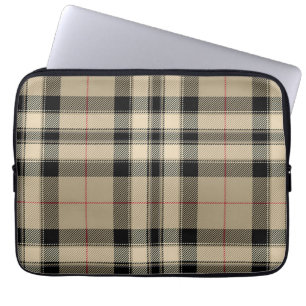 Classic Beige And Black Plaid Electronics Bag