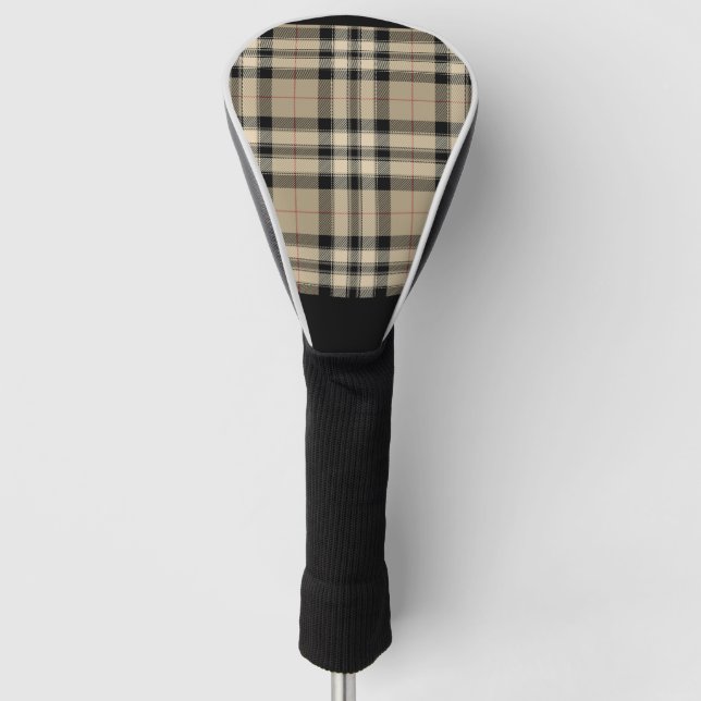 Classic Beige And Black Plaid Golf Head Cover (Front)