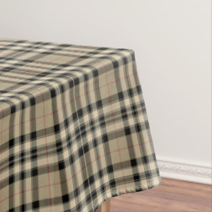 Classic Beige And Black Plaid Tablecloth