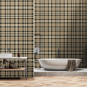 Classic Beige And Black Plaid   Wallpaper