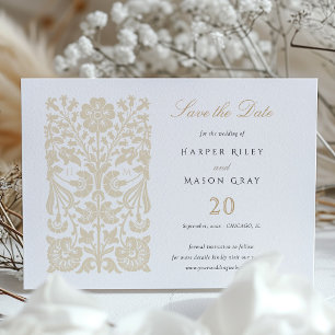 Classic Beige and Ivory Floral Save the Date Invitation
