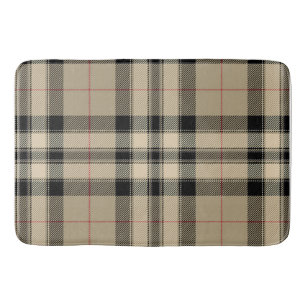 Classic Beige + Black Plaid  Bath Mat