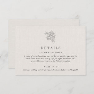 Classic Beige Botanical Wedding Details  Enclosure Card