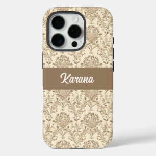 Classic Beige Damask iPhone 16 Pro Case