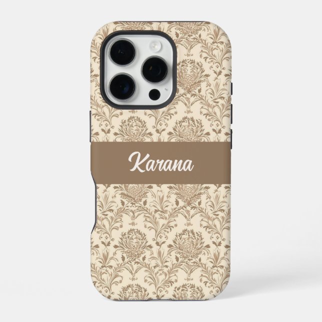 Classic Beige Damask iPhone Case (Back)