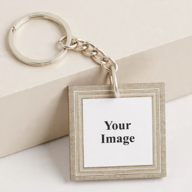 Classic Beige Frame Photo Key Ring (Creator Uploaded)