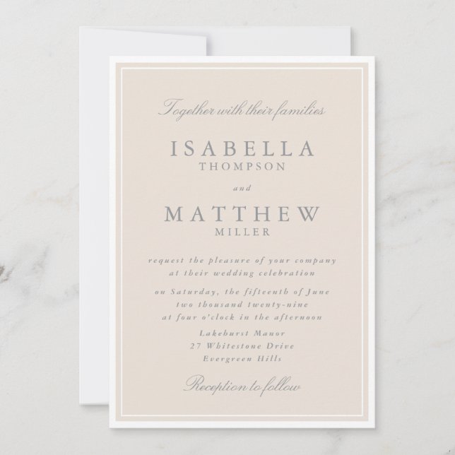 Classic Beige Framed Wedding Invitation (Front)