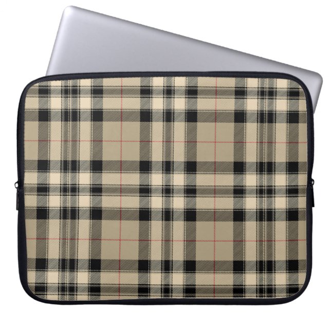 Classic Beige Plaid  Laptop Sleeve (Front)