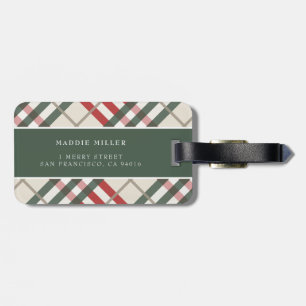 Classic Beige Red Green Tartan Plaid  Luggage Tag