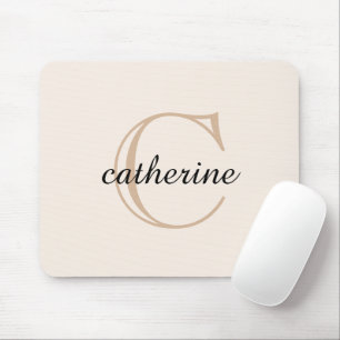 Classic Beige Script Monogram Mouse Mat