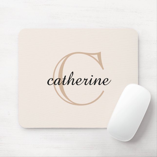 Classic Beige Script Monogram Mouse Mat (With Mouse)