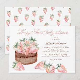 Classic Berry Sweet Baby Shower Strawberries Invitation