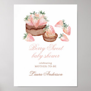 Classic Berry Sweet Chocolate Cake Baby Shower Poster