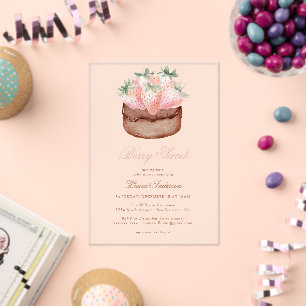Classic Berry Sweet Strawberry Cupcake Baby Shower Acrylic Invitations