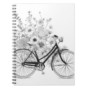Classic Bicycle Bloom Line Art Design Notebook