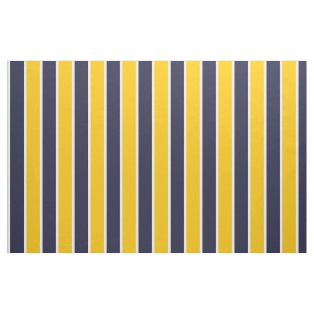 Classic Big Bold Yellow Blue White Stripes Pattern Fabric (Fat Quarter)