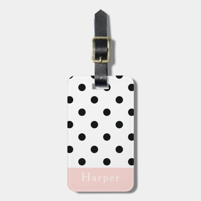 Classic Big Spots Black  Monogram Luggage Tag (Front Vertical)