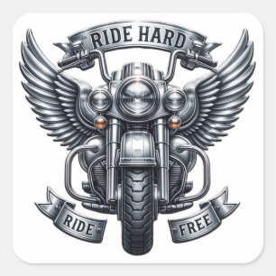 Classic Bike Design With Wings & Words Square Sticker