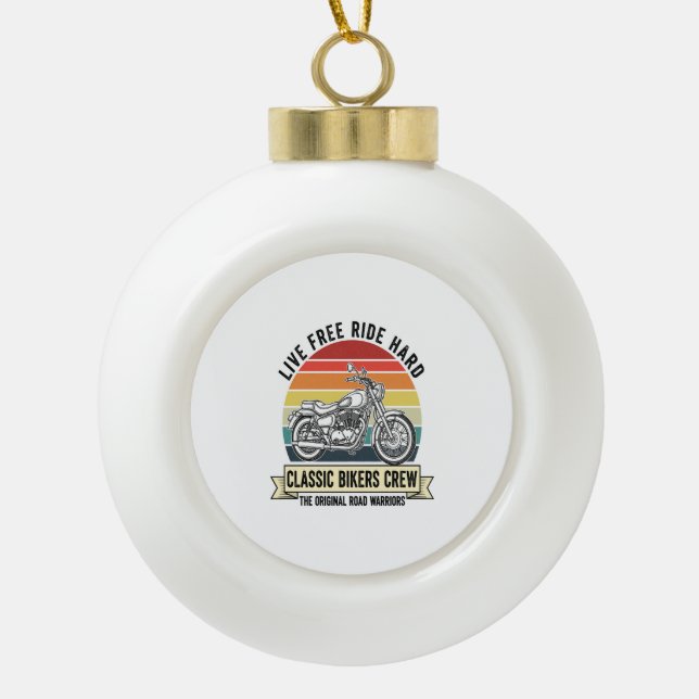 Classic Bikers Crew Motorcycle.jpg Ceramic Ball Christmas Ornament (Front)