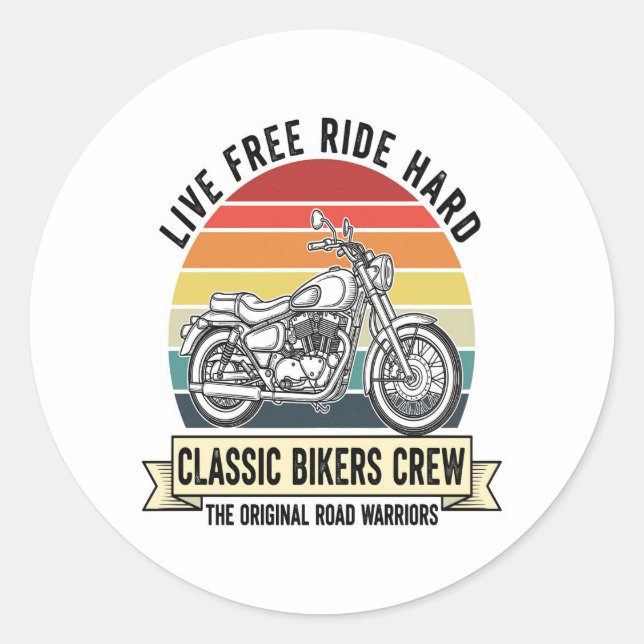 Classic Bikers Crew Motorcycle.jpg Classic Round Sticker (Front)