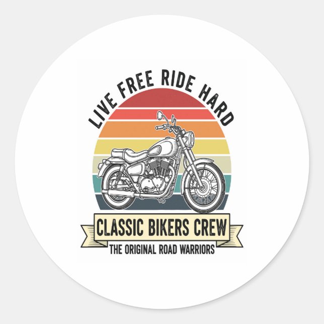 Classic Bikers Crew Motorcycle.jpg Classic Round Sticker (Front)