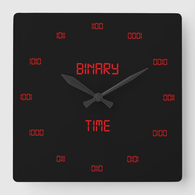 Classic Binary Numbering System Square Wall Clock (Front)