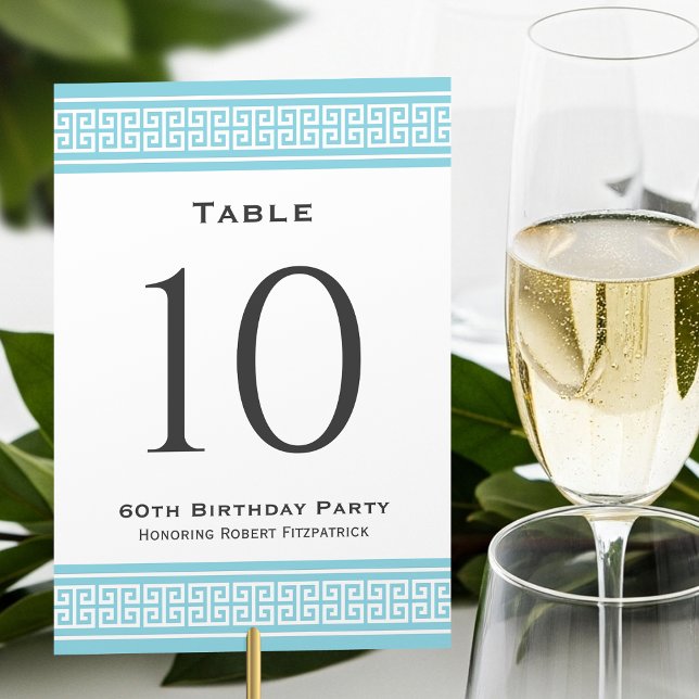 Classic Birthday Party Formal Blue Custom Table Number (Creator Uploaded)