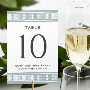 Classic Birthday Party Formal Gray Custom Table Number
