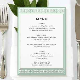 Classic Birthday Party Green Dinner Flat Menu
